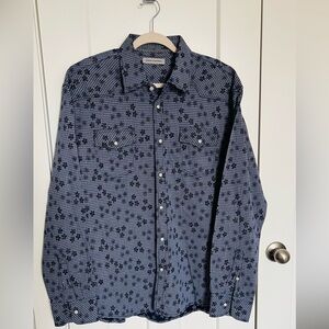 James Campbell Navy and White Patterned Shirt